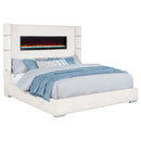 Tisdall 67-inch Upholstered Fireplace Bed Cream