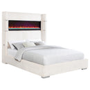 Tisdall 67-inch Upholstered Fireplace Bed Cream