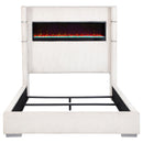 Tisdall 67-inch Upholstered Fireplace Bed Cream