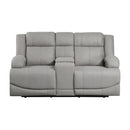 9207GRY-2PW - Power Double Reclining Love Seat with Center Console