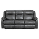 9990GY-3 - Double Lay Flat Reclining Sofa with Center Drop-Down Cup Holders