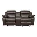Marille Double Glider Reclining Loveseat with Center Console in Brown