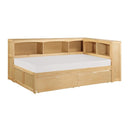 B2043BC-1BCT - (4) Twin Bookcase Corner Bed with Storage Boxes