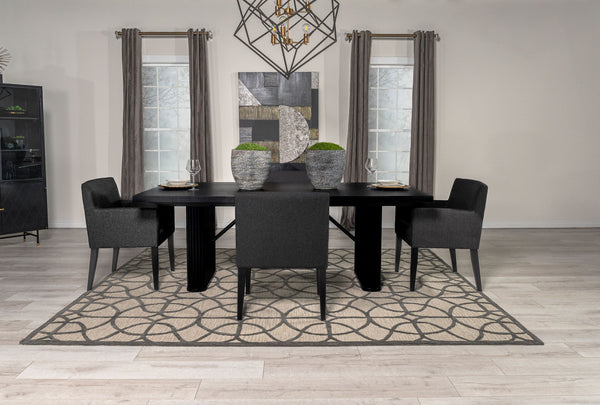 Catherine Double Pedestal Dining Table Set Charcoal Grey and Black image