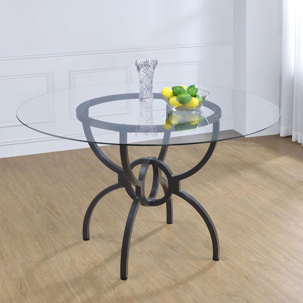 Aviano 48" Round Glass Top Dining Table Clear and Gunmetal image