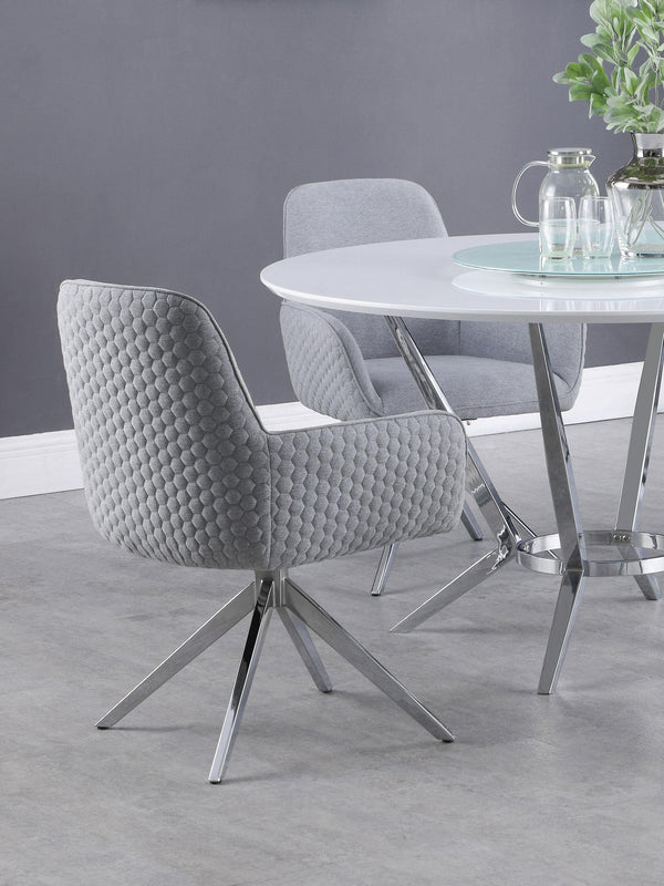Abby Flare Arm Side Chair Light Grey and Chrome image