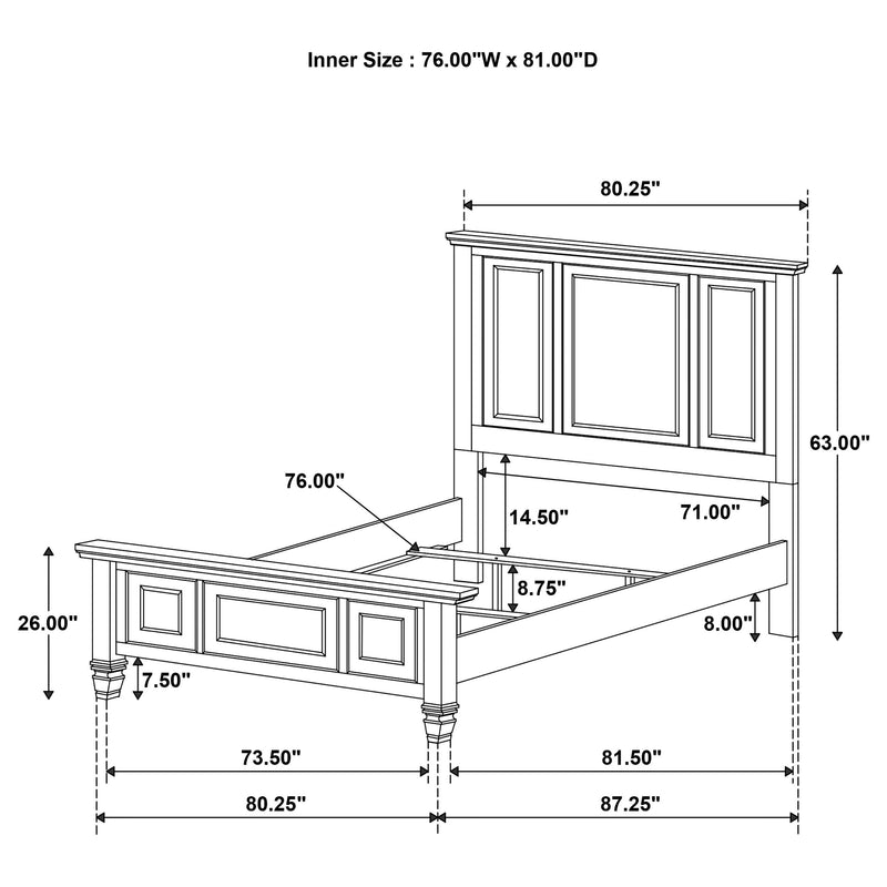Sandy Beach 63-inch Wood Panel Bed Black