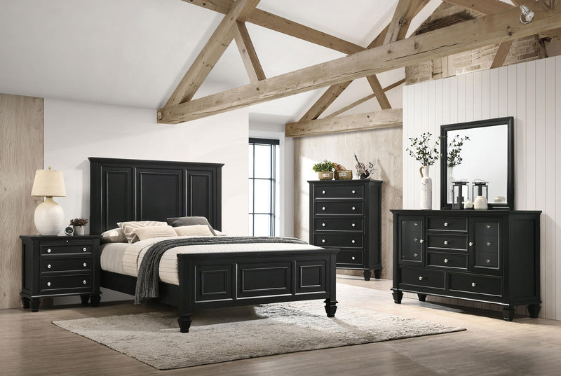 Sandy Beach 63-inch Wood Panel Bed Black