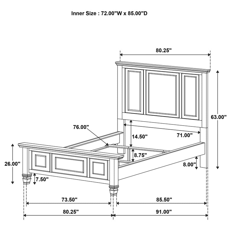 Sandy Beach 63-inch Wood Panel Bed Black