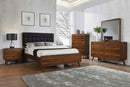 Robyn 5-Piece Queen Bedroom Set with Upholstered Tufted Headboard Dark Walnut