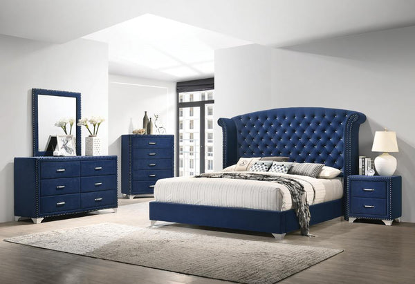 Melody 4-piece California King Tufted Upholstered Bedroom Set Pacific Blue image