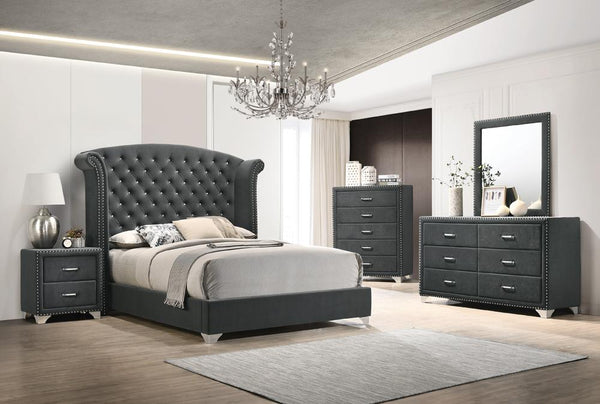 Melody 4-piece Eastern King Tufted Upholstered Bedroom Set Grey image