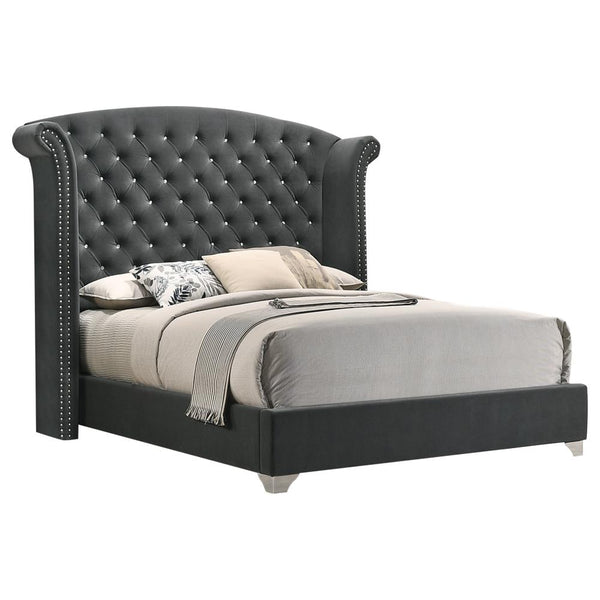 Melody California King Wingback Upholstered Bed Grey image