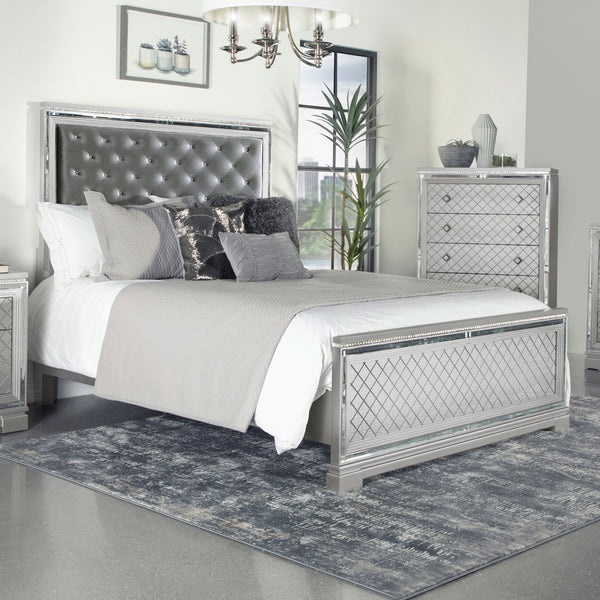 Eleanor Upholstered Tufted Bed Metallic image