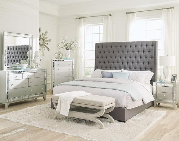 Camille 5-piece Eastern King Bedroom Set Grey and Metallic Mercury image