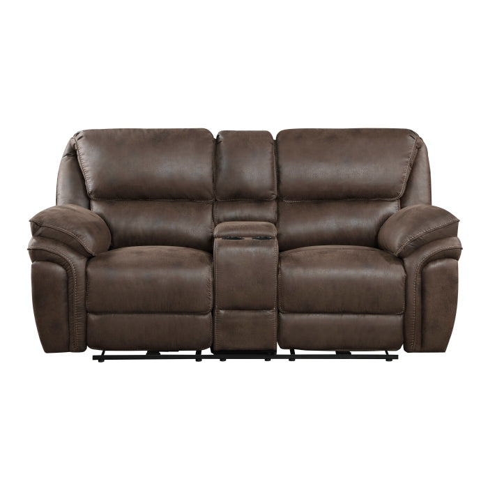 8517BRW-2PW - Power Double Reclining Love Seat with Center Console