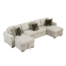 Isla-(4)3-Piece Sectional with Reversible Chaises, Pull-out Bed and Hidden Storage, Click Motion Back image