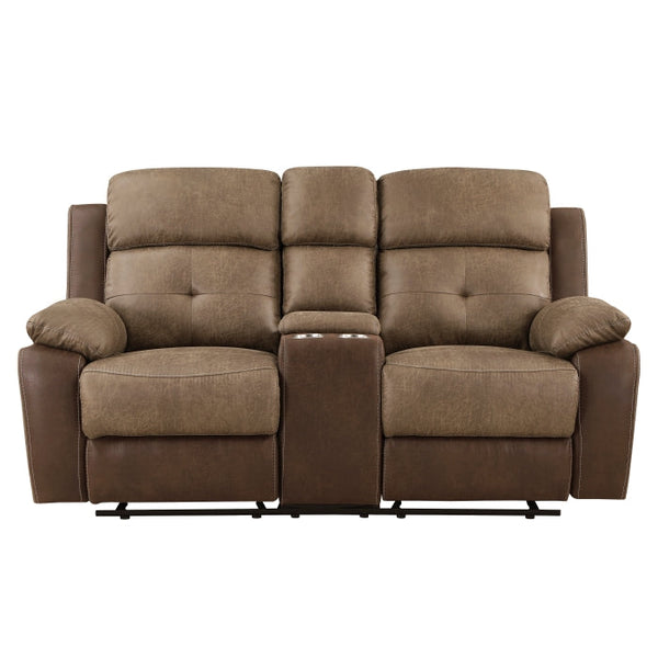 8599BR-2 - Double Glider Reclining Love Seat with Center Console