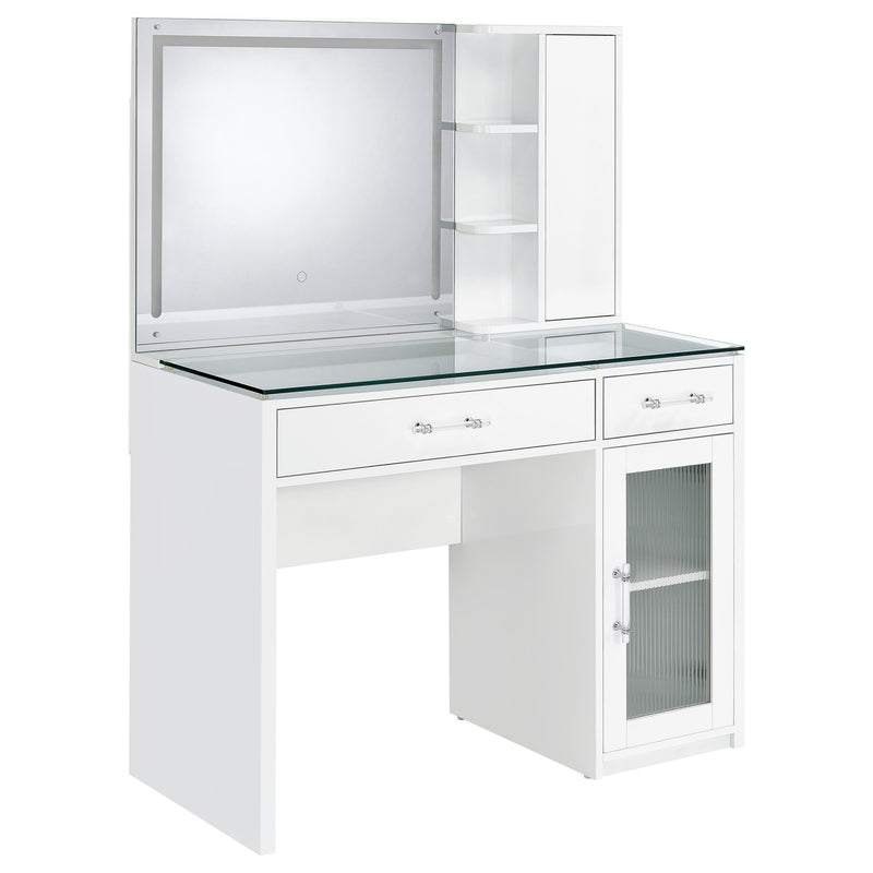 Flora 2-drawer Vanity Set with LED Mirror High Gloss