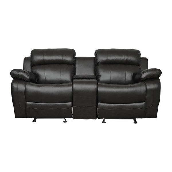 Marille Double Glider Reclining Loveseat with Center Console in Black