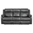 9990GY-3 - Double Lay Flat Reclining Sofa with Center Drop-Down Cup Holders