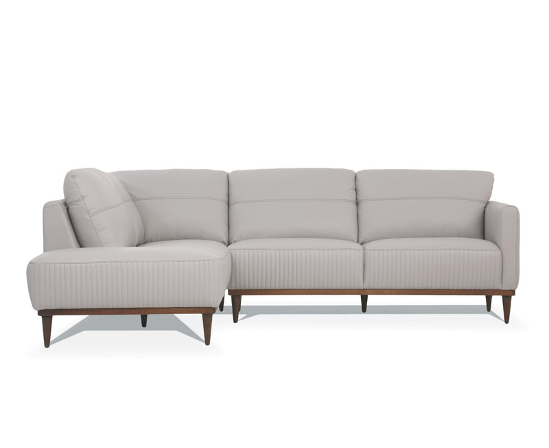 Tampa Pearl Gray Leather Sectional Sofa