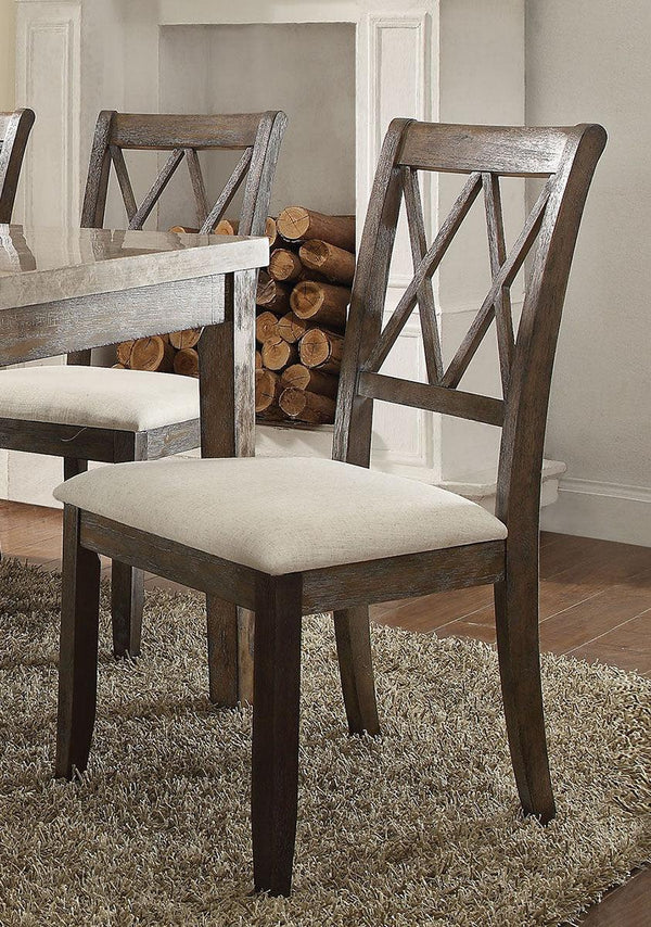 Acme Furniture Claudia Side Chair in Beige and Brown (Set of 2) 71717