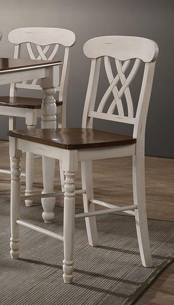 Acme Furniture Dylan Counter Chair in Buttermilk and Oak (Set of 2) 70432