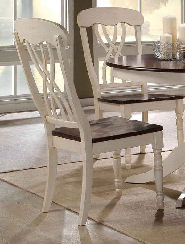 Acme Furniture Dylan Side Chair in Buttermilk and Oak (Set of 2) 70333