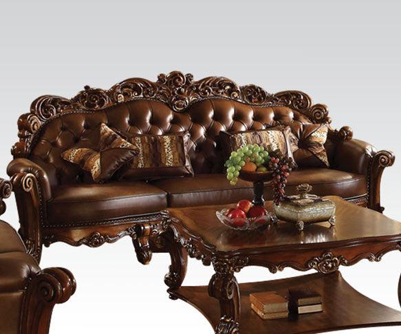 Acme Vendome Oversized Sofa with 4 Pillows in Cherry 52000