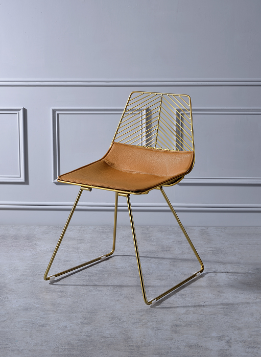 Fantasia Whiskey PU & Gold Side Chair