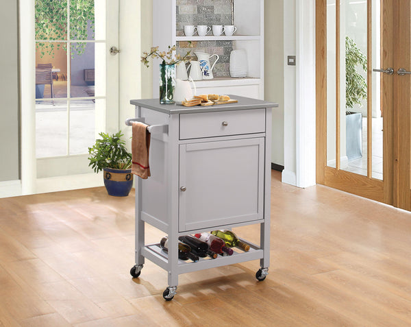Hoogzen Stainless Steel & Gray Kitchen Cart