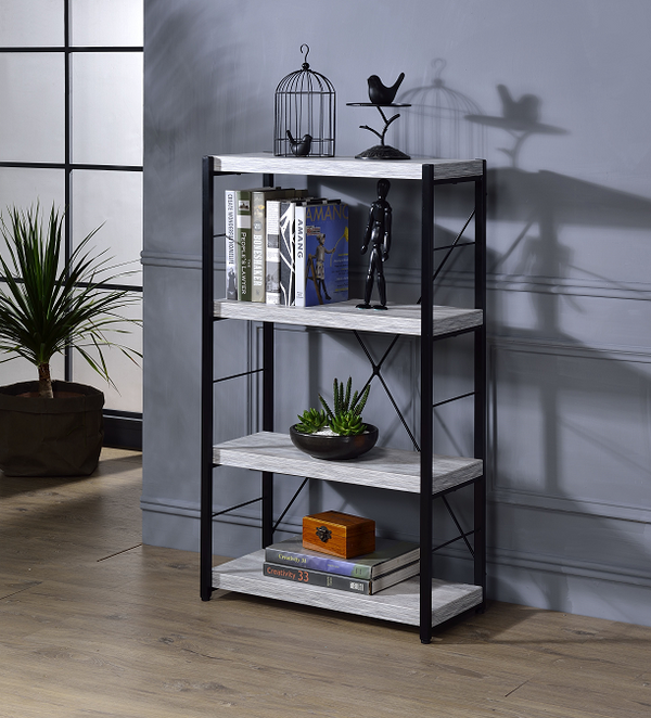 Jurgen Antique White & Black Bookshelf