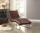 Qortini Vintage Dark Brown Top Grain Leather & Stainless Steel Chaise