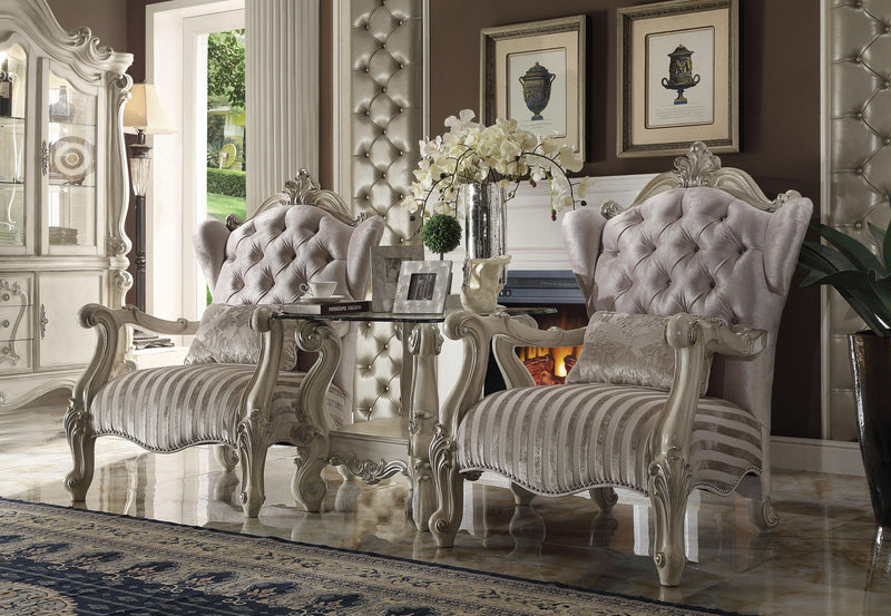 Versailles Ivory Velvet & Bone White Chair & 1 Pillow image