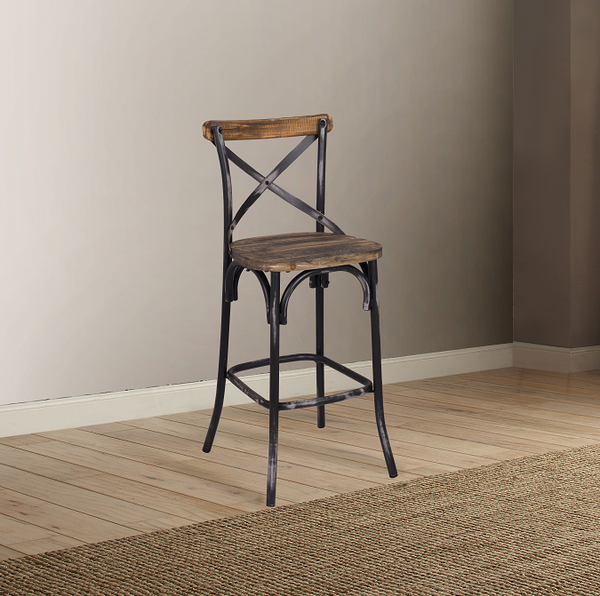 Zaire Antique Black & Antique Oak Bar Chair (1Pc)