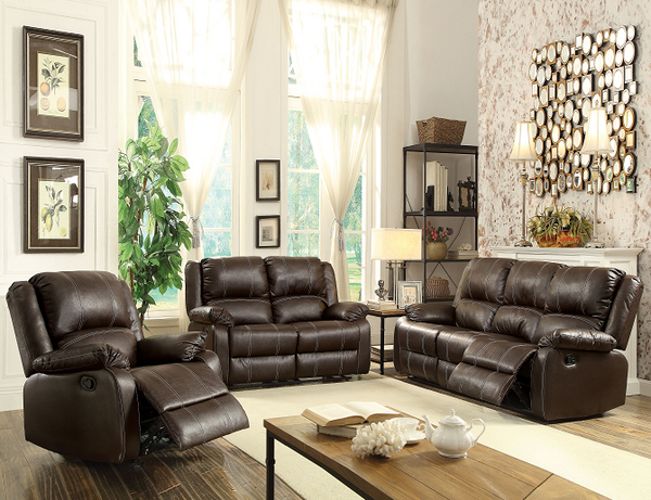 Zuriel Brown PU Sofa (Motion)
