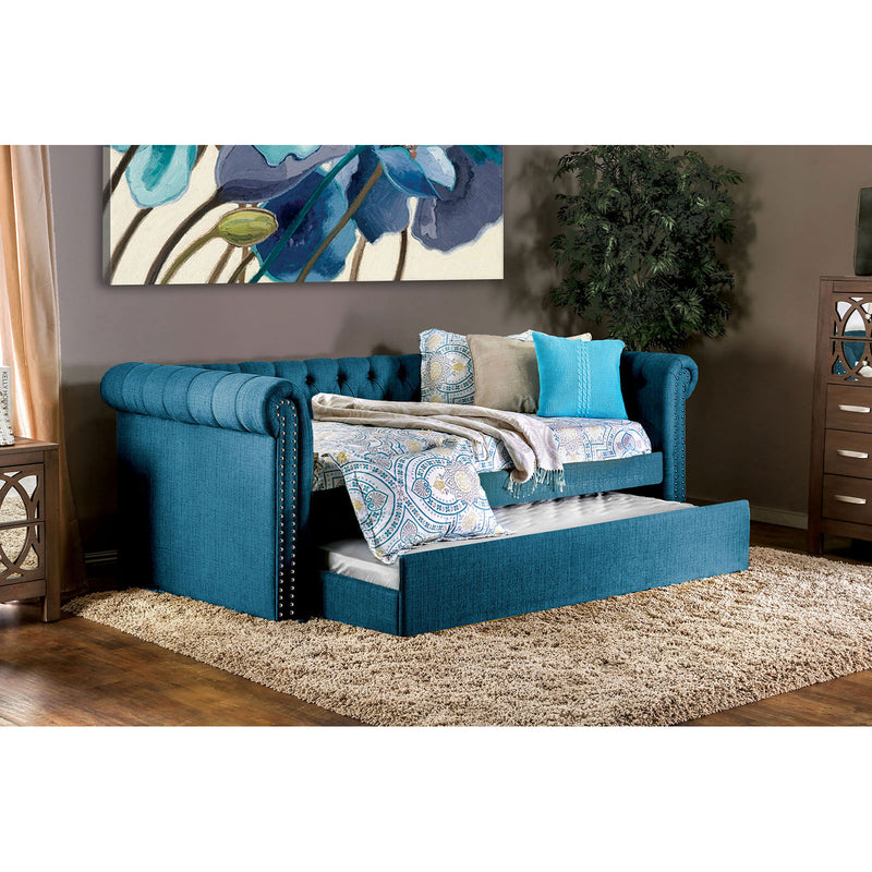 LEANNA Dark Teal Daybed w/ Trundle, Teal