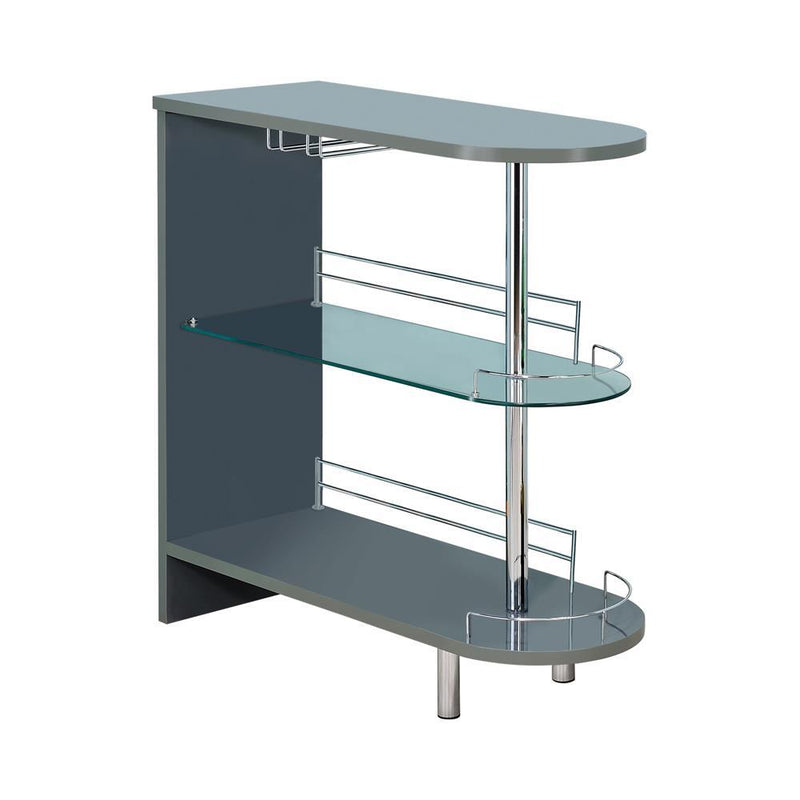 Adolfo 3-tier Bar Table Glossy Grey and Clear