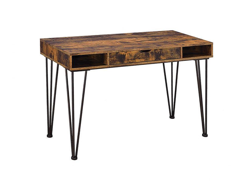 Olvera 1-drawer Writing Desk Antique Nutmeg and Dark Bronze