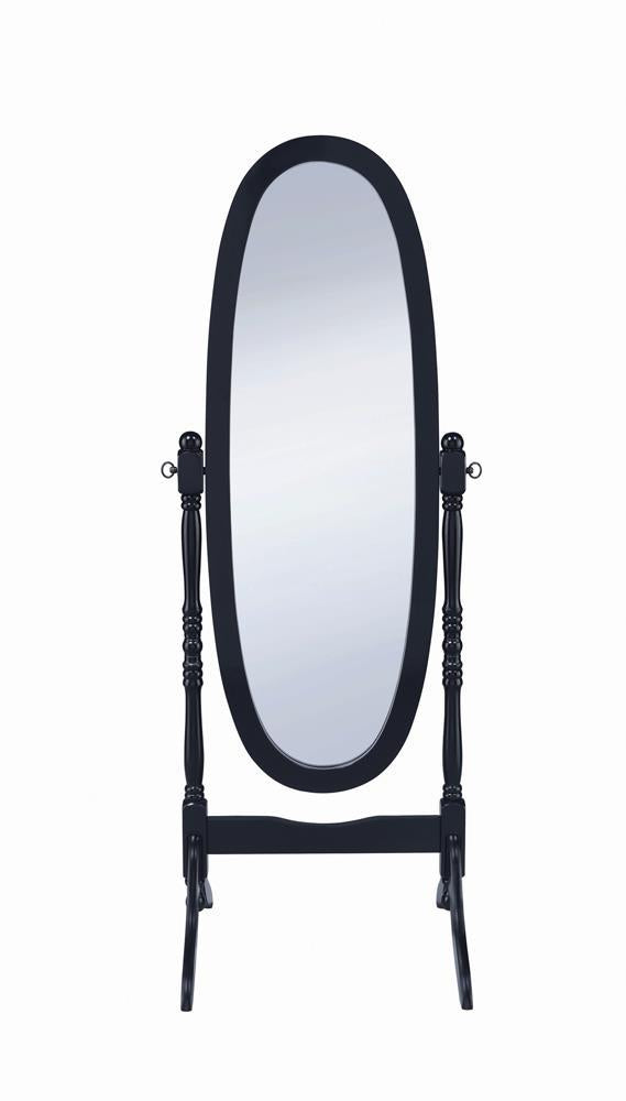 Cabot Rectangular Cheval Mirror with Arched Top Black