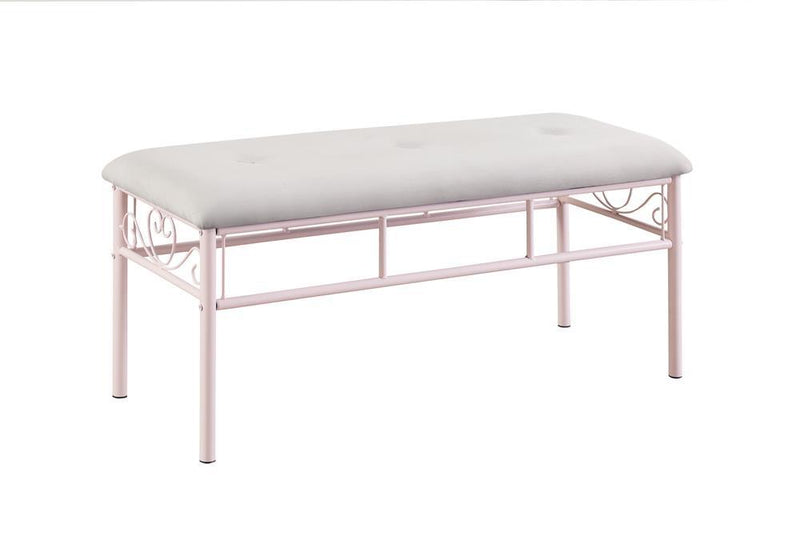 Massi Tufted Upholstered Bench Powder Pink