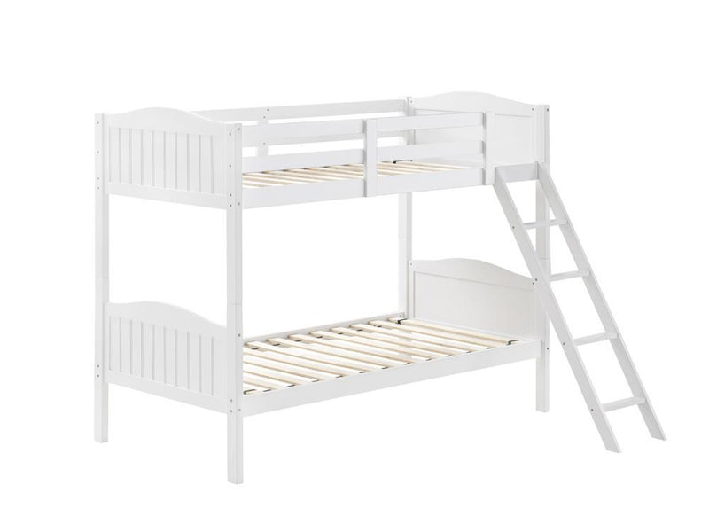 Arlo Twin Over Twin Bunk Bed with Ladder White