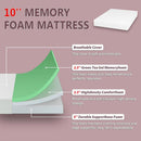 Forsythia 10" Queen Green Tea Gel Memory Foam