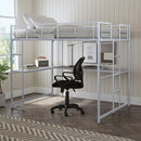 Cybill Full Loft Bed White, Silver, & Black