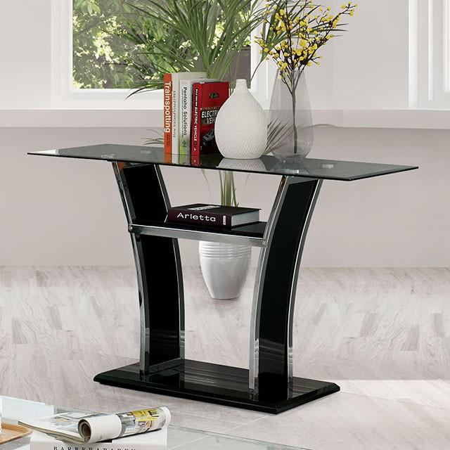 Staten Glossy Black/Chrome Sofa Table image