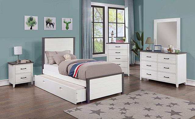 PRIAM Full Bed, White/Gray