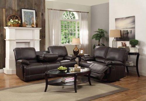 Homelegance Furniture Cassville Double Reclining Loveseat in Dark Brown 8403-2