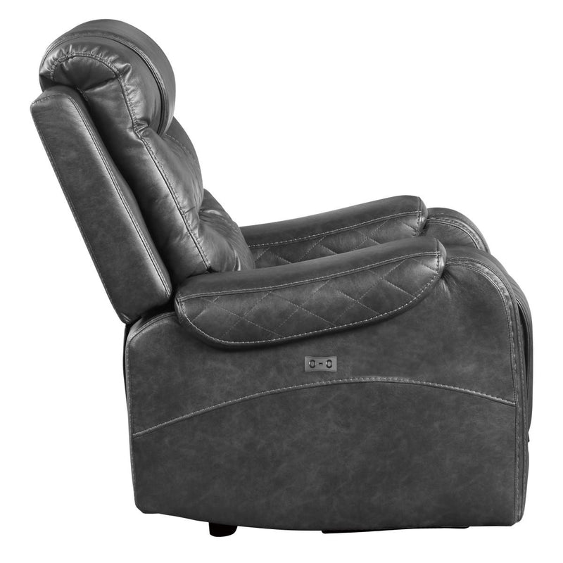 Homelegance Furniture Putnam Power Reclining Chair in Gray 9405GY-1PW