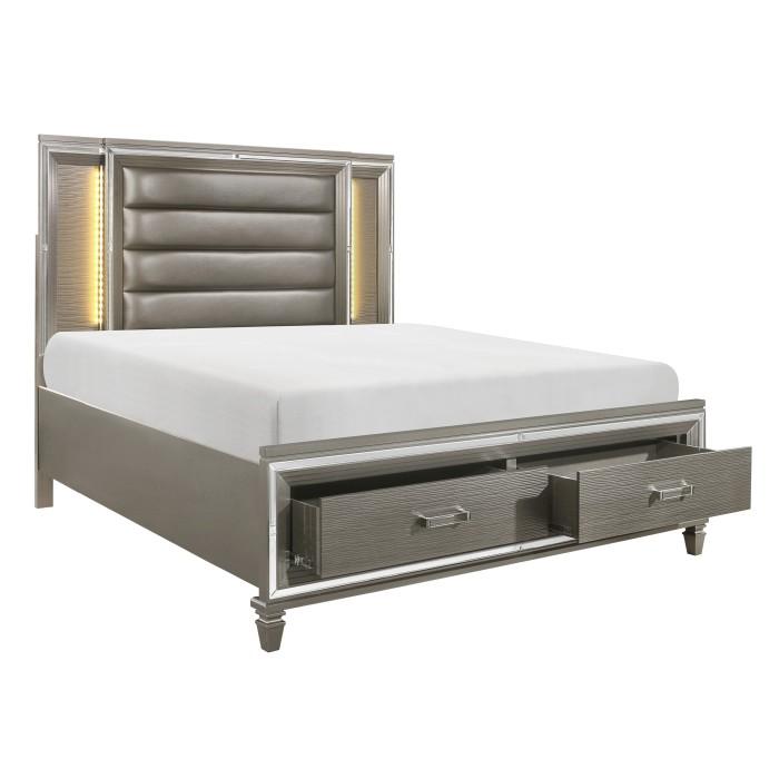 Tamsin (3)California King Platform Bed with Footboard Storage, LED Lighting